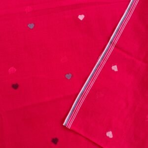 Red Jamdani Heart Motif