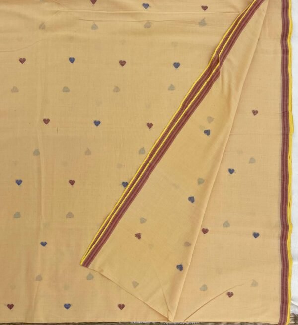 1706 Cream Jamdani Heart Motif