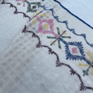 White Self Check Border Jamdani