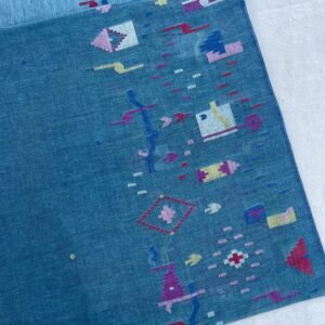 Ink-Blue Border Jamdani